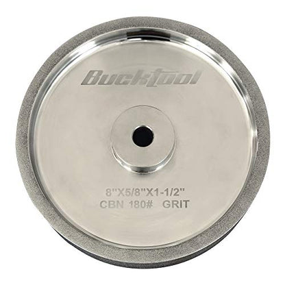 BUCKTOOL 180 Grit 8-Inch CBN Grinding Wheel, 1.5-Inch Wide, 5/8-Inch Arbor - style: 180Grit, 1.5" Wide