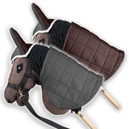 SKIPPI Reversible Blanket and Fly Cover - Grey and Brown, Two Tone Hobby Horse Blanket and Fly Ears, Fits Most Horses A3 and A4