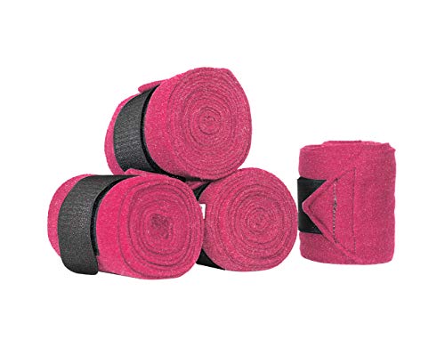 Derby Originals Set of 4 Super Soft Fleece Horse Polo Wraps with Velcro - color: Red