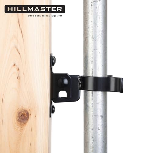 HILLMASTER 1-3/8" Flat Back Wall Mount Chain Link Fork Latch, Black Gate Fork Latch with Padlock Hole,Fence Latch Lock with Screws,Bolts,Gate Hardware Gate Latches for Outdoor Wooden Gates, 1 Pack - size: 1 Piece