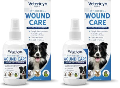 Vetericyn Plus Dog Wound Care Spray | Healing Aid and Skin Repair, Clean Wounds, Relieve Dog Skin Allergies, Safe for All Animals. 3 Ounces (Pack of 2) - size: 3 oz (Pack of 2)