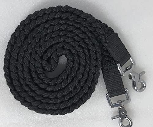 8' Braided Cotton Rein for Horse Headstall with Snaps Soft and Durable Reins - style: Black