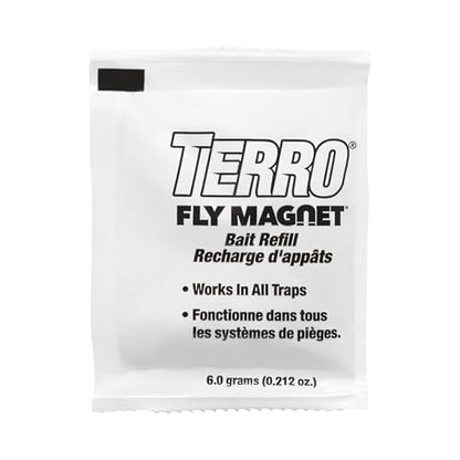 TERRO T380 Outdoor Reusable Fly Magnet Fly Trap - Poison Free Trap with Bait,(Pack of 6) - size: 6 Pack