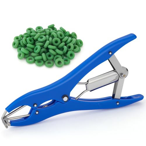 100Pcs Castration Bands and Goat Banding Kit, Stainless Steel Jaw Castration Tool with Non-Slip Plastic Handle, Livestock Bander for Lambs, Calves | Balloon Expander