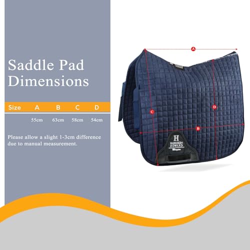Harrison Howard Dressage Saddle Pad, Saddle Pad for Horses, High Wither - color: Navy