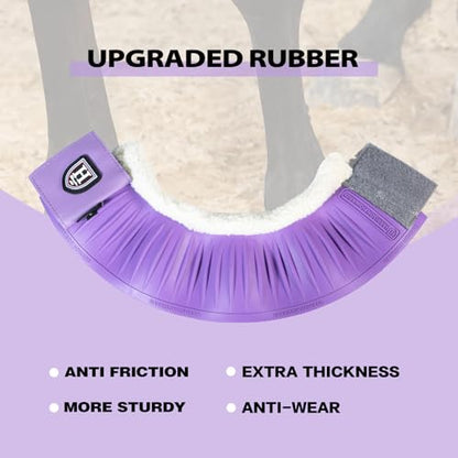 Harrison Howard Rubber Pull-on Bell Boots with Fleece Lining and Extra-Large Leather Touch-Close Tape - color: Violet