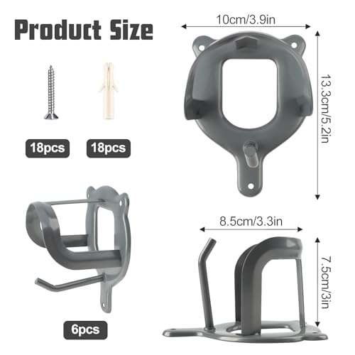 6 Counts Horse Bridle Rack Bracket Hooks, Metal Bridle Holder Wall Mount with Tubes and Screw for Tack Room Horse Barn Supplies, Silver