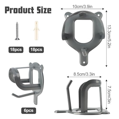6 Counts Horse Bridle Rack Bracket Hooks, Metal Bridle Holder Wall Mount with Tubes and Screw for Tack Room Horse Barn Supplies, Silver