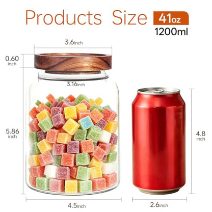 2-Pack 41oz Glass Food Storage Jars with Airtight Wooden Lids - color: 2-Pack-41 oz