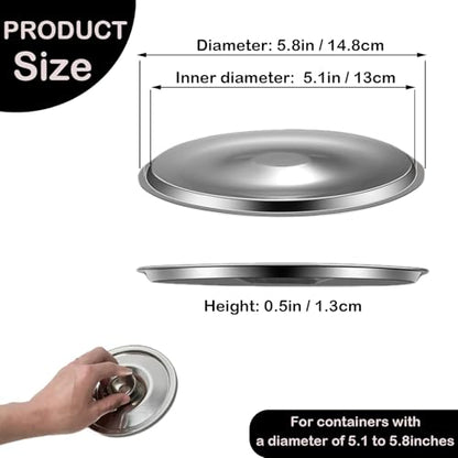 Stainless Steel Cover Bowl, 5.5in Small Universal Lid for Pots and Pans | 2Pcs Reusable Mini Pan Lid, Bowl Covers with Handle, Dishwasher safe - size: 14CM