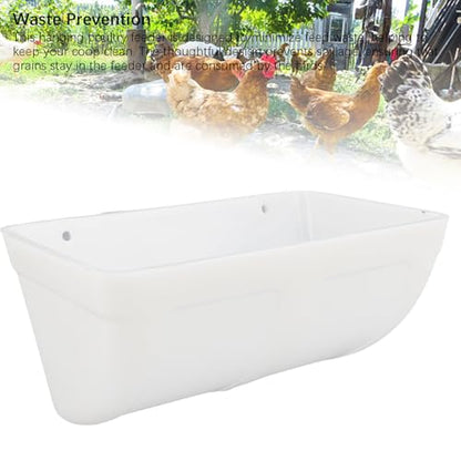 Hanging Fence Feed Trough, Large Capacity Hanging Chicken Feeder Livestock Feeding Container, Poultry Waterer Bucket for Goat, Sheep, Goose (White) - color: White