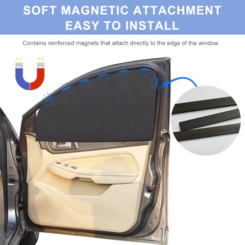 2PCS Car Window Shade, 18.9"×31.1" Magnetic Auto Rear Side Window Cling Sunshade, Car Window Screen for Sun, Glare and UV Rays Protection, Vehicle Sun Shades for Baby - color: 18.9"×31.1"Rear