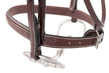 Huntley Equestrian Fancy Stitched Sedgwick Leather English Bridle and Reins - color: Australian Nut, size: Cob