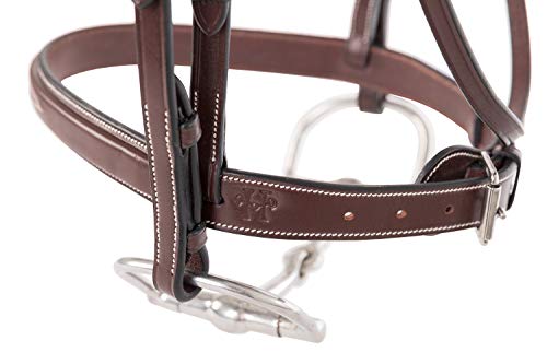 Huntley Equestrian Fancy Stitched Sedgwick Leather English Bridle and Reins - color: Australian Nut, size: Small Pony