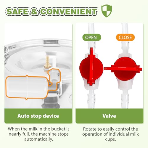 Upgraded 2 in 1 14L Electric Milking Machine with 4 Cow Teat Cups & 2 Goat Teat Cups