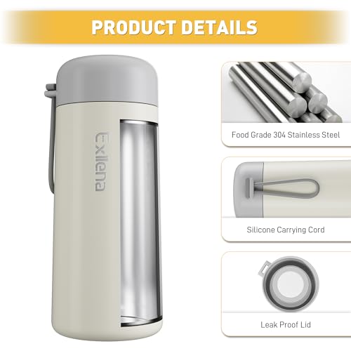 8 oz Water Bottles Made of 304 Stainless Steel, Small Water Bottles Double Wall Vacuum Insulation for Hot&Cold Drinks, Water Bottle Purse with Carry Handle - 100% Leakproof(Beige) - color: Beige, size: 8.5 Ounces