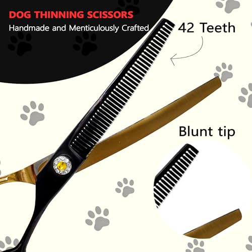7" Curved Thinner Dog Scissor, Curved Fluffer Scissors, 42 Teeth - size: Curved Fluffer