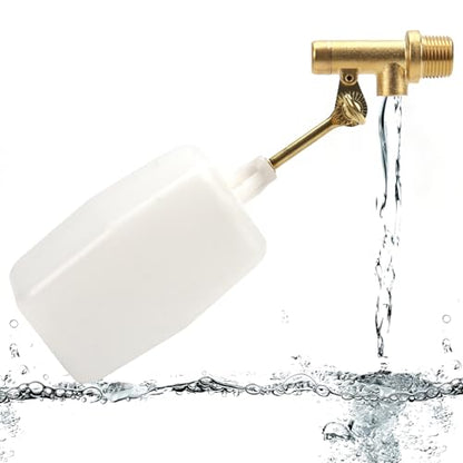 3/8" Water Float Valve, Brass Float Ball Valve, Heavy-Duty 125 PSI Automatic Water Level Controller, Adjustable Flow (2.25 GPM) for Fountains Pool Aquariums Water Trough Water Tank Ponds - color: C-3/8 Inch
