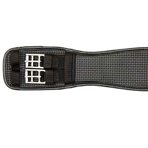 Ovation Ovsellerie Airform Chafeless Dressage Girth - Cushioned Textured Soft Black Horse Girth with Stainless Steel Hardware