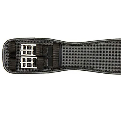 Ovation Ovsellerie Airform Chafeless Dressage Girth - Cushioned Textured Soft Black Horse Girth with Stainless Steel Hardware