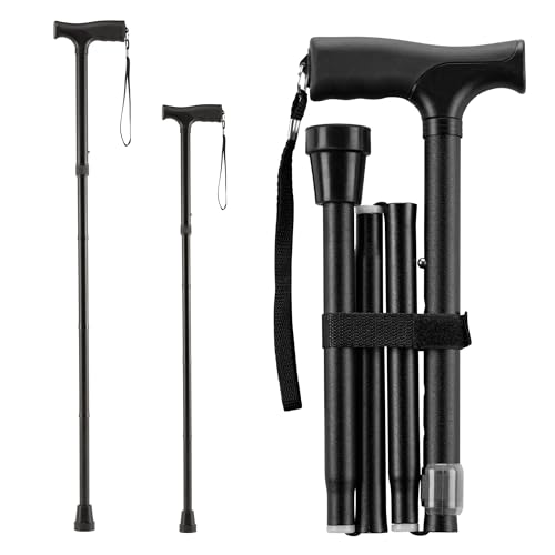 Mars Wellness Folding Cane - Adjustable Walking Cane for Women & Men - Collapsible Walking Stick for Seniors, Travel & Stability - Portable Mobility Aid