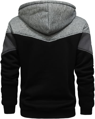 Men's Winter Fleece Thermal Jackets for Men Sherpa Lined Hoodies Warm Thick Jacket Outerwear - color: 995dark Grey Iron Grey Black, size: Medium