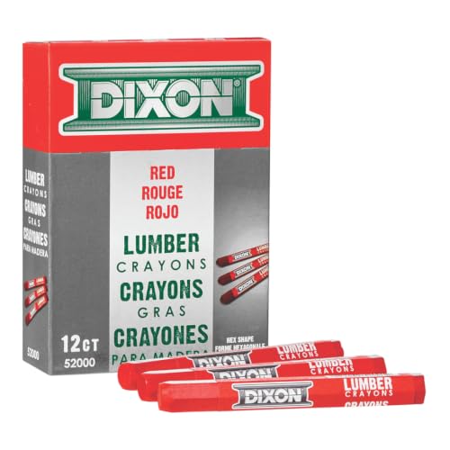 Dixon Industrial Lumber Marking Crayons, 4.5" x 1/2" Hex, Soft-Red, 12-Pack (52012) - color: Red