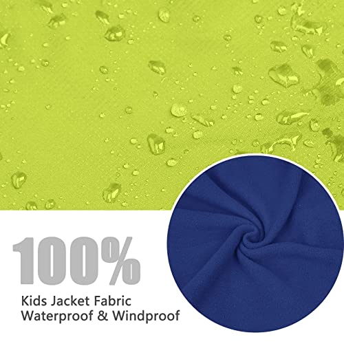YINGJIELIDE Boy's Waterproof Ski Jacket,Kids Outdoor Snowboarding windproof Jacket,Fleece Lined Hooded,Warm Winter Snow Coat - color: Fluroscent Green, size: 5-6 Years