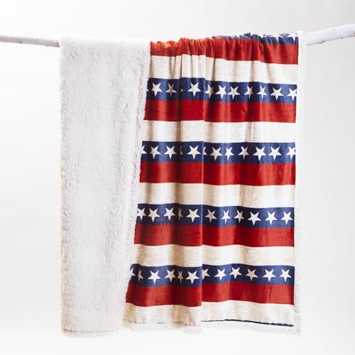 Carstens, Inc. Ultra Premium Super Soft Plush Sherpa Fleece Oversized Throw Blanket 54" x 68", Americana - color: Americana