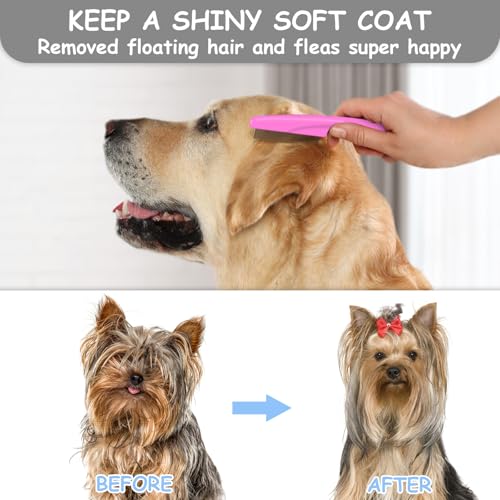 7 Pack Pets Grooming Brush Comb Kit,Double-Side Deshedding Dematting Dog Brush,Undercoat Rake for Dogs & Cats,with Metal Comb,Flea Comb,Open Knot Comb,Fine-Teeth Comb,Tear Stain Remover Comb - style: Pet Combs with Deshedding Brush