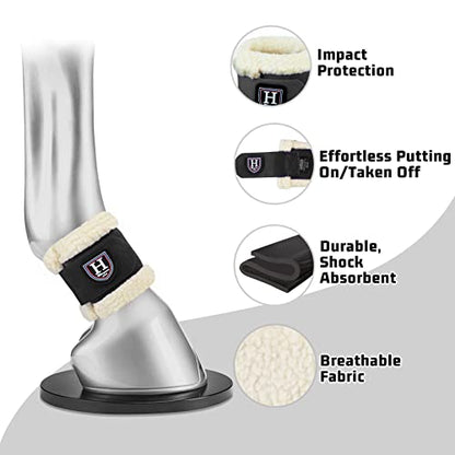 Harrison Howard Essential Premium Horse Pastern Wraps with Berber Fleece Lining, Sold in Pairs - color: Black