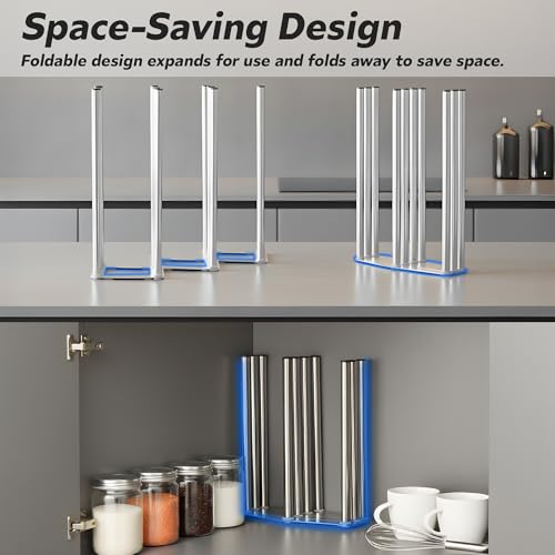 Water Bottle Drying Rack, Cup Drying Rack for Counter, Stainless Steel Tumbler Dryer Stand, Space-Saving Mug & Glass Drying Rack, Heavy-Duty Holder for Cups & Water Bottles (Silver – 10 Pegs) - color: Sliver – 10 Pegs