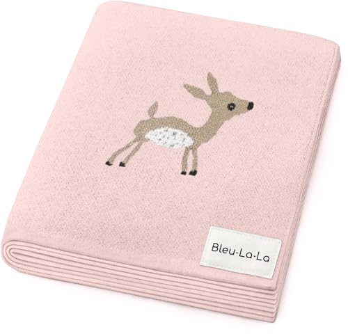 Knit Baby Swaddle Blanket - 100% Cotton Soft Cozy Receiving Swaddle Stroller Blanket for Shower Gift Registry for Newborns, Infants, Toddlers (Deer - Pink) - color: 10 - Deer - Pink