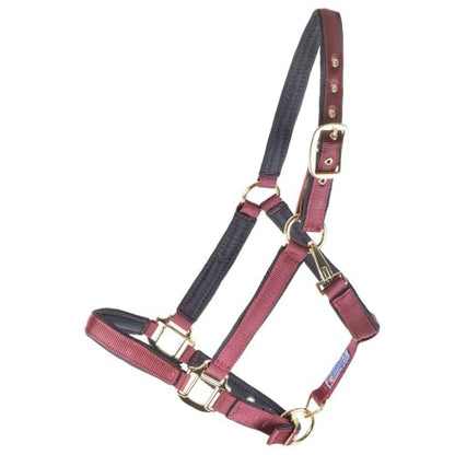 Dura-Tech Deluxe Fully Padded Breakaway Horse Halter | 1” Double Ply Nylon Web Overlay | Heavy-Duty Hardware | Semi Custom Fit | 3-Point Cheek Attachment - color: Burgundy, size: Cob Size
