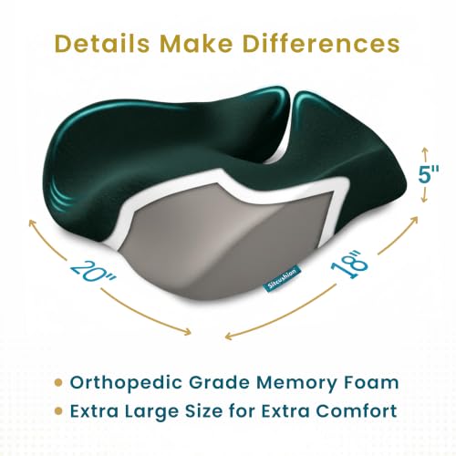 Seat Cushion for Tailbone Pain Relief, Extra Large Office Chair Cushion | Extra Large Office Chair Cushion for Healthy Sitting Posture, Sciatica Pain Relief Pillow With Extra Cover (Green - color: Green & Dark Gray