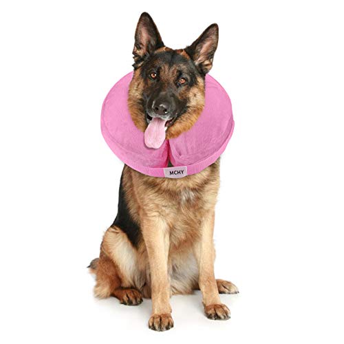MCHY Inflatable Dog Cone,Adjustable Recovery Collar for Dogs After Surgery,Prevent from Biting & Scratching,Not Block Vision (Pink, XL-Neck 20''- 25'') - color: Pink, size: XL-Neck 20"- 25"