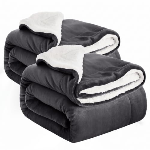 IR Imperial Rooms 2 Pack Twin Sherpa Blankets 60x80 Hotels Grey - color: Grey, size: Twin/Twin XL (Pack of 2)