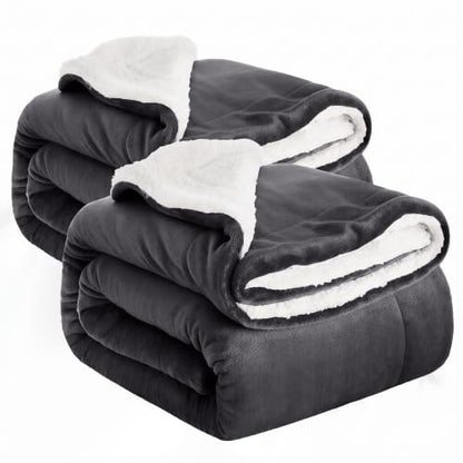 IR Imperial Rooms 2 Pack Sherpa Throw Blankets 50x60 Couch Grey - color: Grey, size: Throw (Pack of 2)