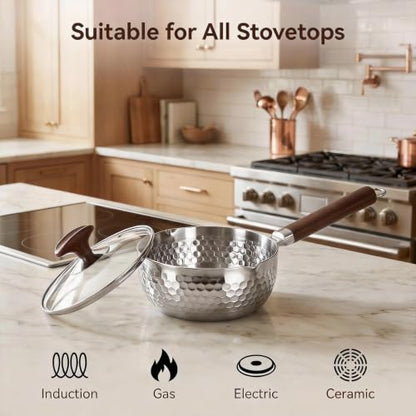 GREATLINK 18/8 Stainless Steel Small Saucepan with Lid and Pour Spouts