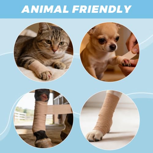 60 Pack Self Adhesive Bandage Wrap 2 Inch X 5 Yard – Nude | Elastic Cohesive Bandage Wrap, Vet Wrap for Dogs Horses, Wound Wrap for Injury First Aid Medical Sports Ankle Wrist