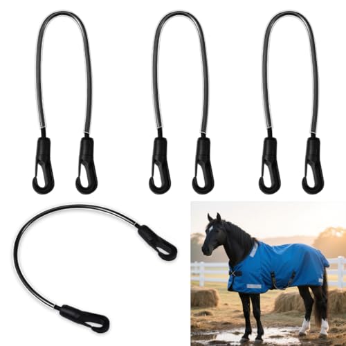 4Pcs Horse Blanket Straps, Adjustable Elastic Leg and Tail Straps, 16" - color: 4 PCS