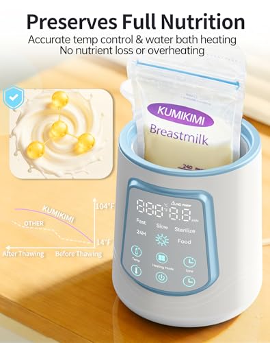 12 in 1 Fast Baby Bottle Warmer Constant Temp Milk Warmer Fits All Bottles | Even Heating No Hot Spots, Night Mode, Sterili-zing for Breastmilk & Formula Blue - color: Fast-Blue