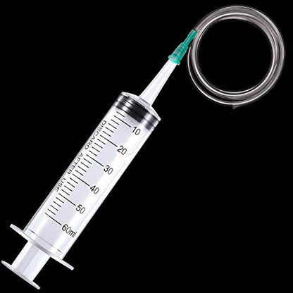 20ml & 60ml Syringe Plastic Liquid Measuring for Scientific Labs, Measuring, Watering, Refilling, Filtration, Feeding Pets, Medical Student, Oil or Glue Applicator Tools, 2pcs Syringe with 2pcs Tubes