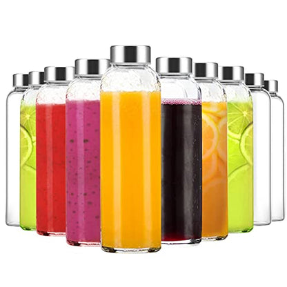 Luxfuel Clear Glass Bottles with Lids, 18oz Glass Water Bottles for Juicing - color: Clear Glass Bottle 10Pack, size: 18oz