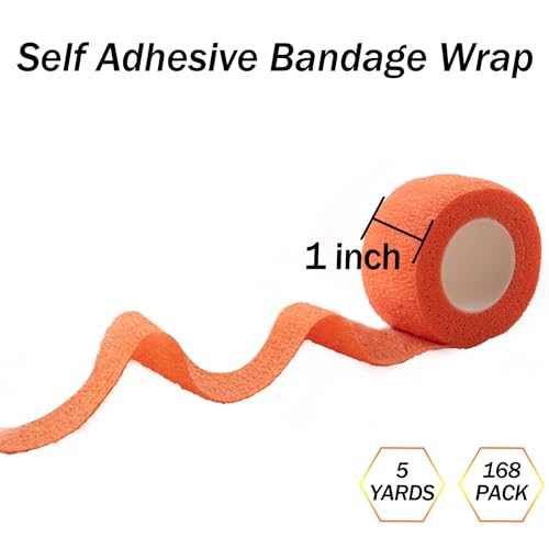 BQTQ 168 Rolls Elastic Adhesive Tape 1 Inch Self Adherent Stretch Bandages - color: Rich Colors, size: 1 Inch