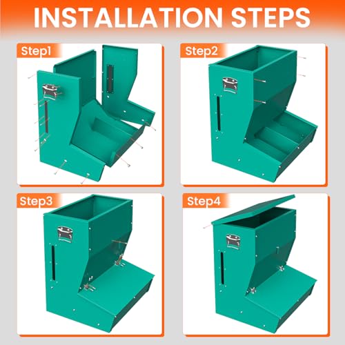 Pig Feeder, 2-Door Heavy Duty Galvanized Steel Hog Feeder,3.7 Bushels Capacity,Outdoor Pig Feeders with Visable Feed Design, Livestock Feeder for Barn, Farm, Feeding up to 5 Small Hogs, Green - size: 2-Door
