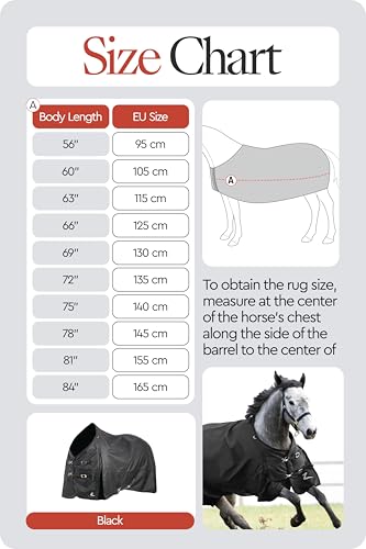 Horze Nevada Medium Weight 1200D Waterproof Horse Turnout Blanket (200g Fill) - Black - 75 in - size: 75 in