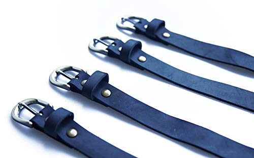 Jeereal Genuine Leather Stirrup Straps (4 Pack) with Metal Buckle Adjustable Length - color: Pure Black