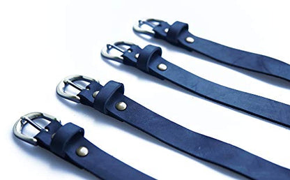 Jeereal Genuine Leather Stirrup Straps (4 Pack) with Metal Buckle Adjustable Length - color: Pure Black