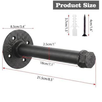 Sumnacon Wall Mounted Clothes Rack for Wardrobe, 2Pcs 7.7 Inch, Black - color: Black, size: 8 Inch
